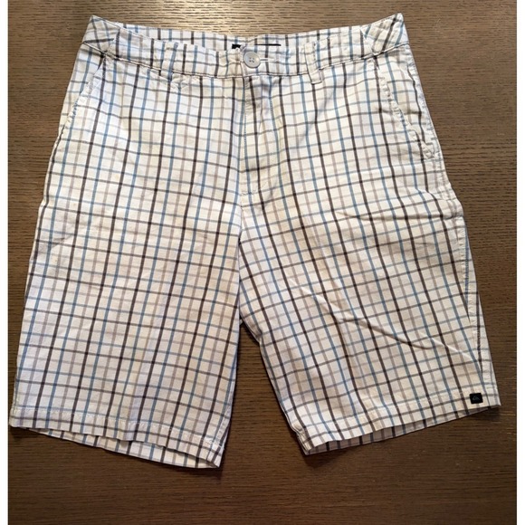 Quiksilver Other - Quiksilver Mens Plaid Chino Shorts Size 29 White Blue N204962 Cotton Casual